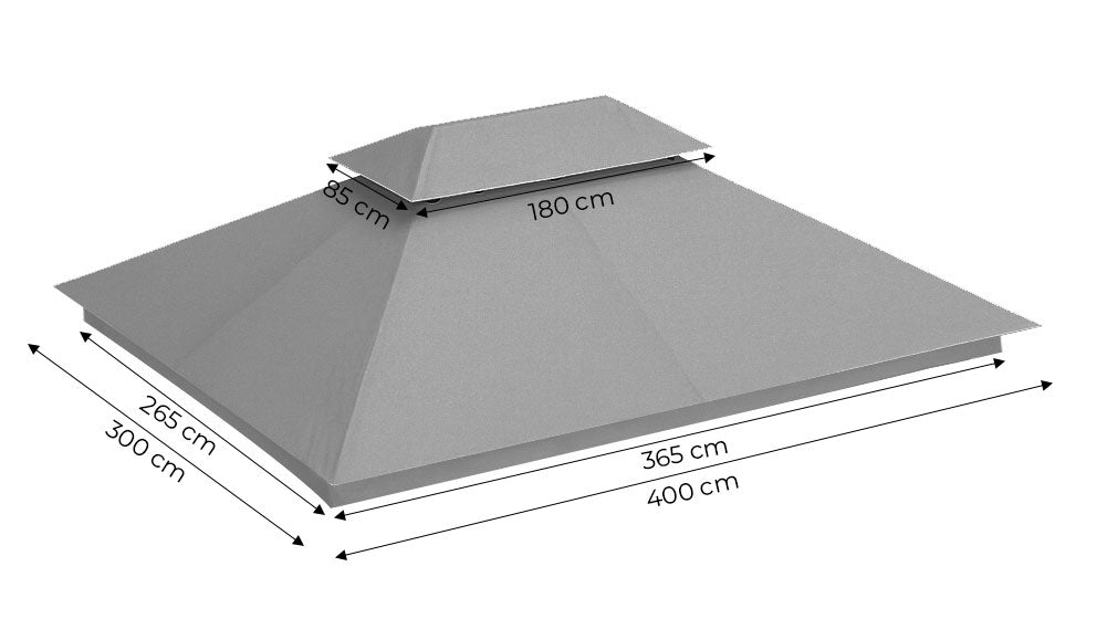 Replacement Roof for Garden Pavilion 3x4 m Waterproof with Ventilation Opening Grey MultiGarden
