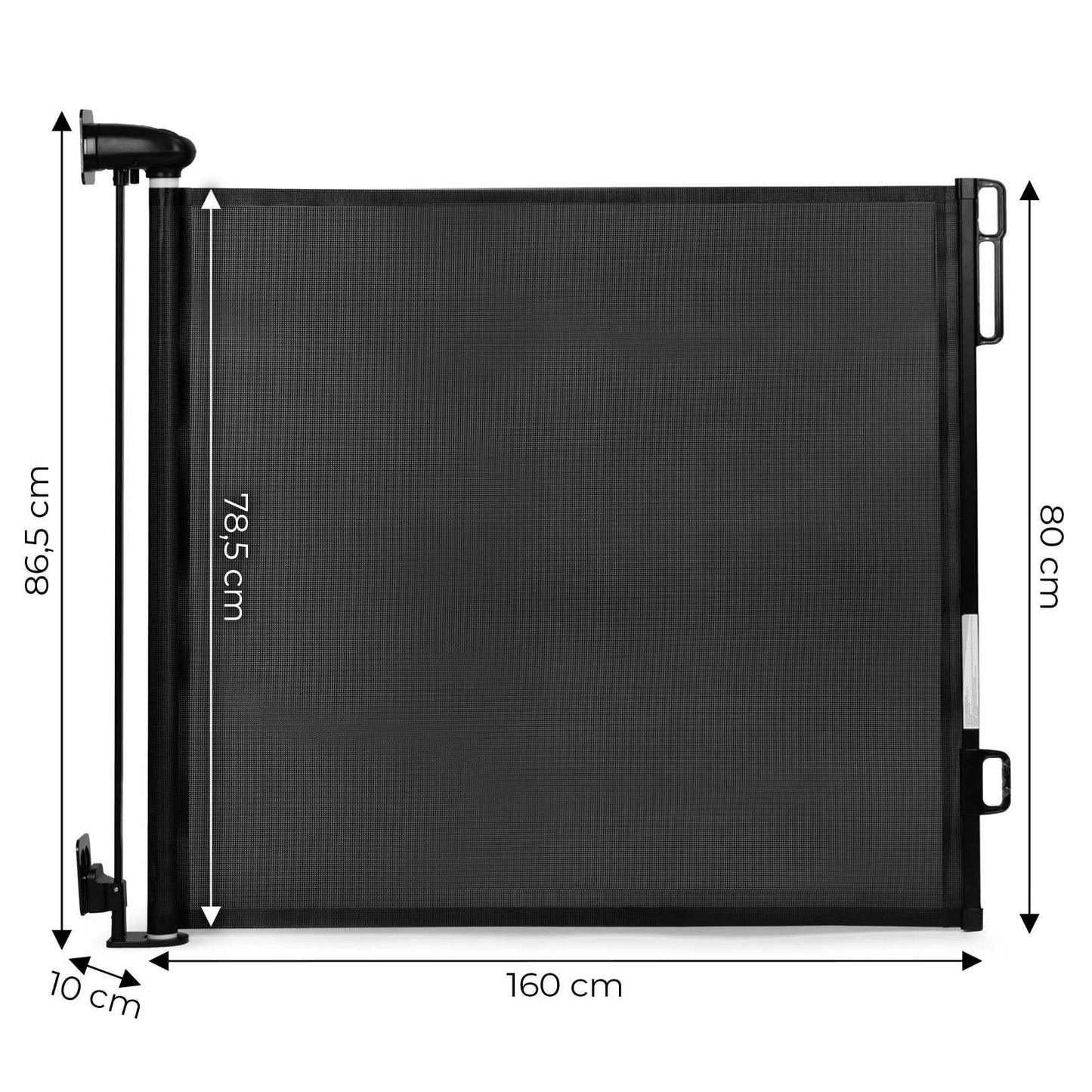 Retractable Safety Gate for Stairs & Doors, 160 cm, Black