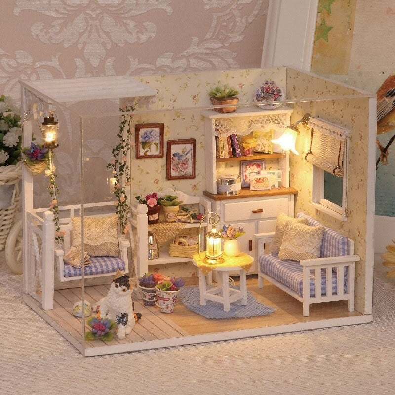 Retro model wooden dolls' house DIY 3013
