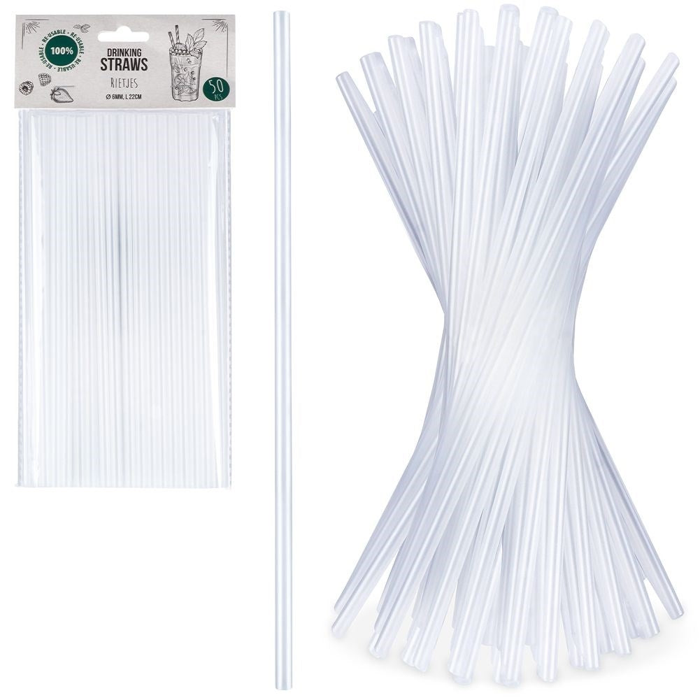 Reusable transparent straws, 50-pack, for all drinks