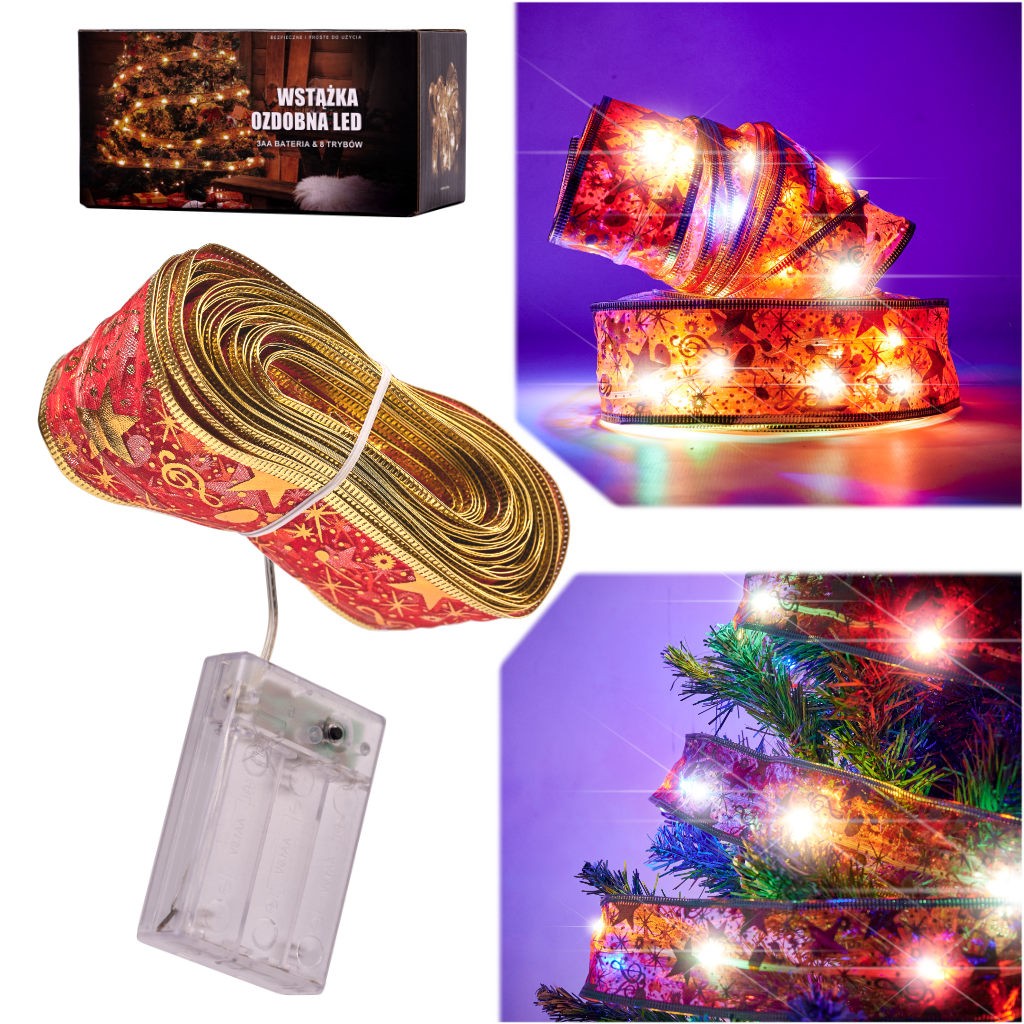 Ribbon decorative LED strip 10m 100LED Christmas tree lights Christmas decoration multicolour with batteries