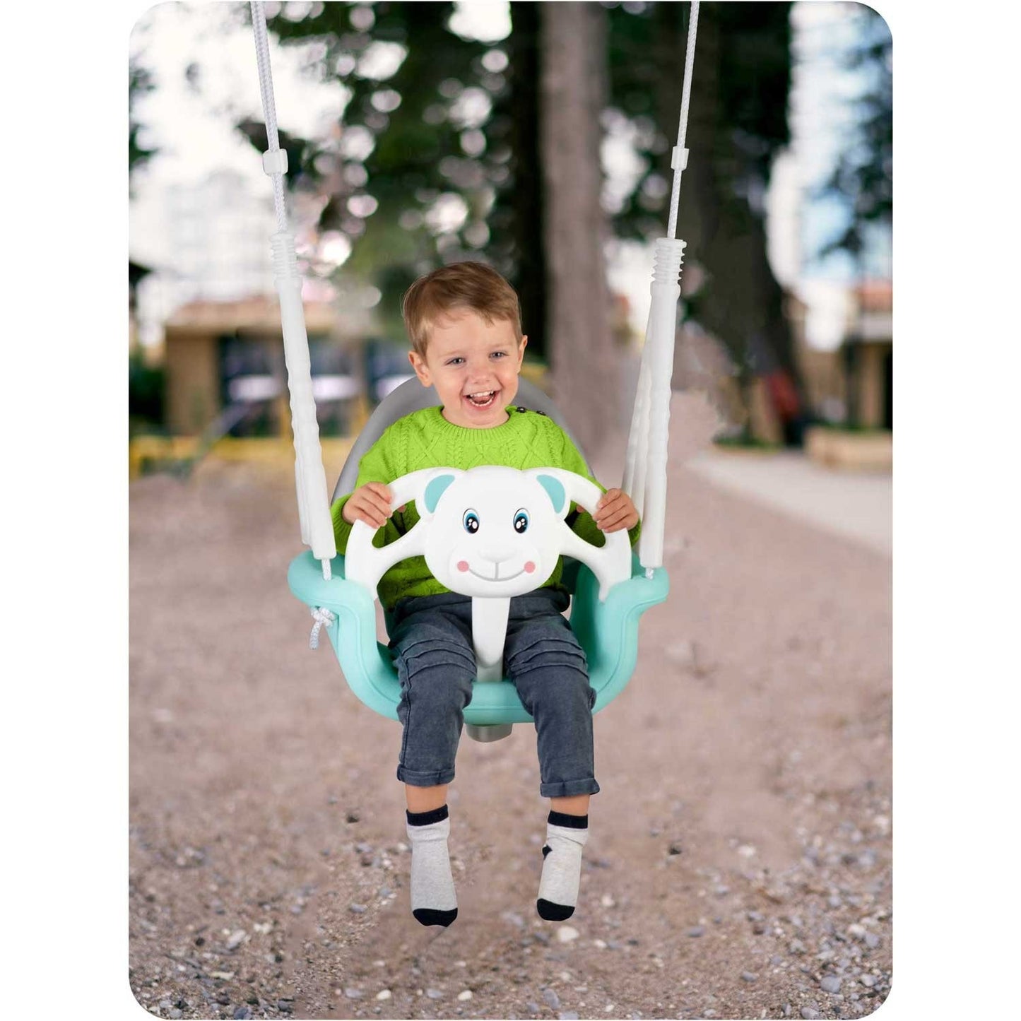 Ricokids 3in1 Teddy bear bucket swing, turquoise