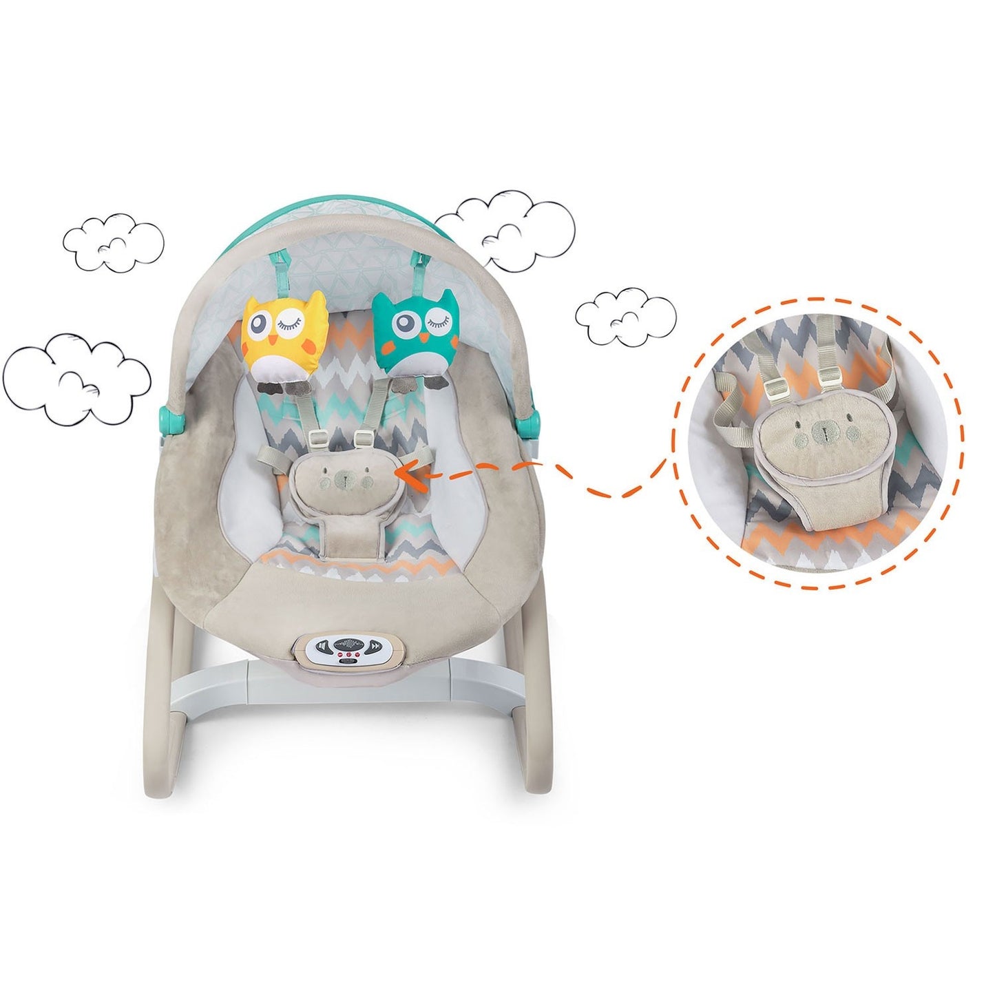 Ricokids bouncer with vibration and music - gray