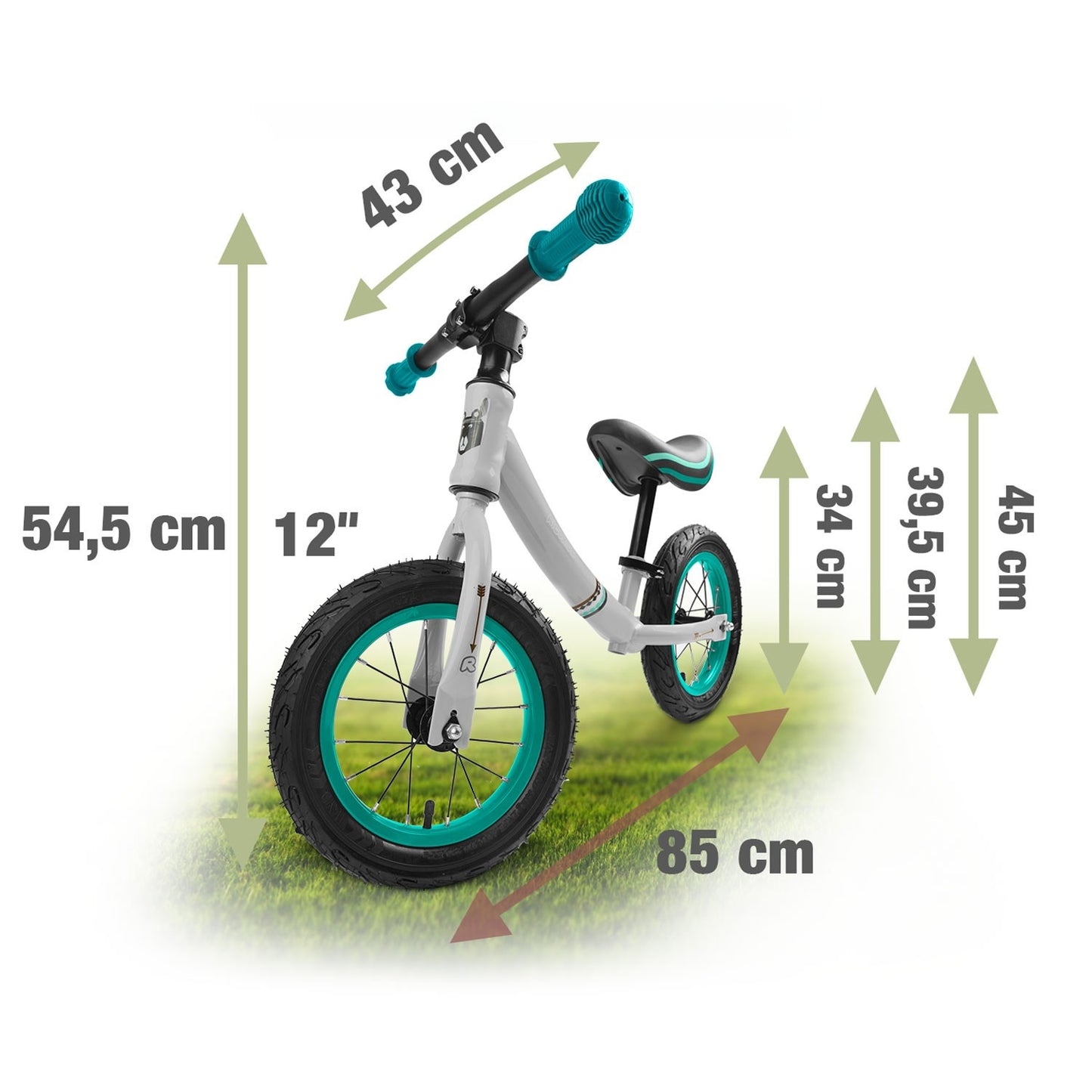 Ricokids gray-turquoise balance bike for children