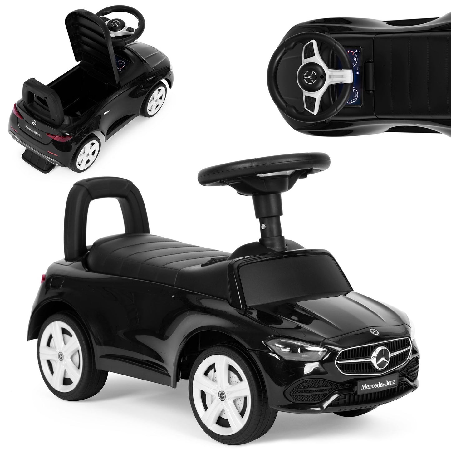 Ride-on car Mercedes C CLASS interactive steering wheel sounds black