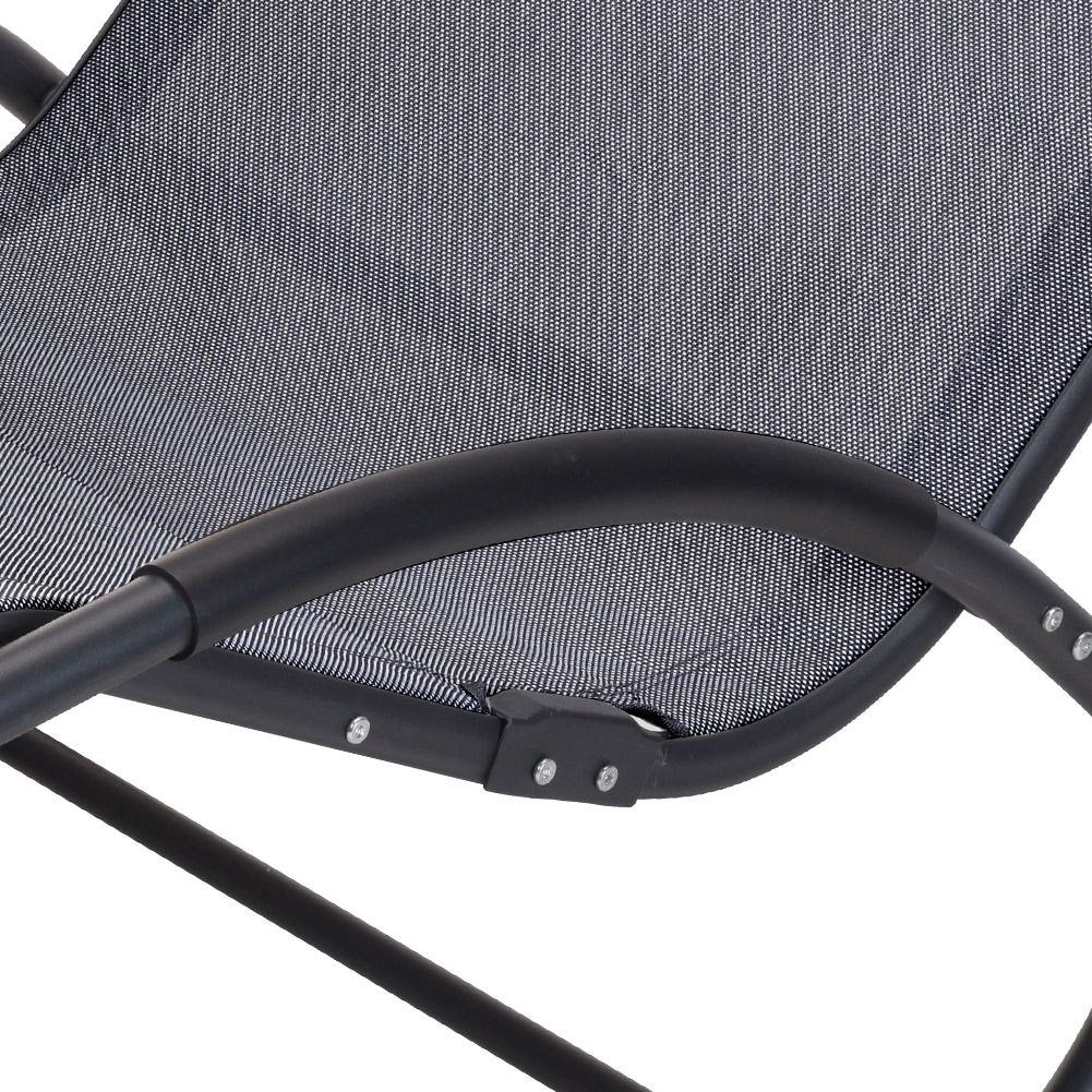 Robust rocking chair with cushion in dark gray polyester fabric