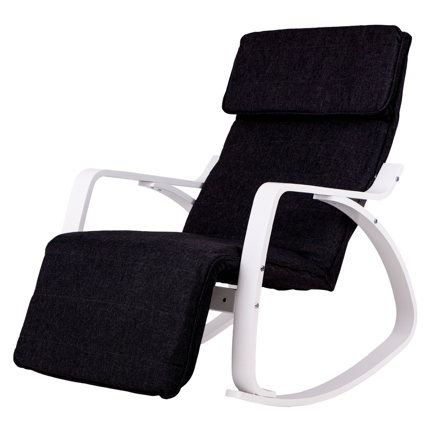 Rocking chair adjustable footrest white and black