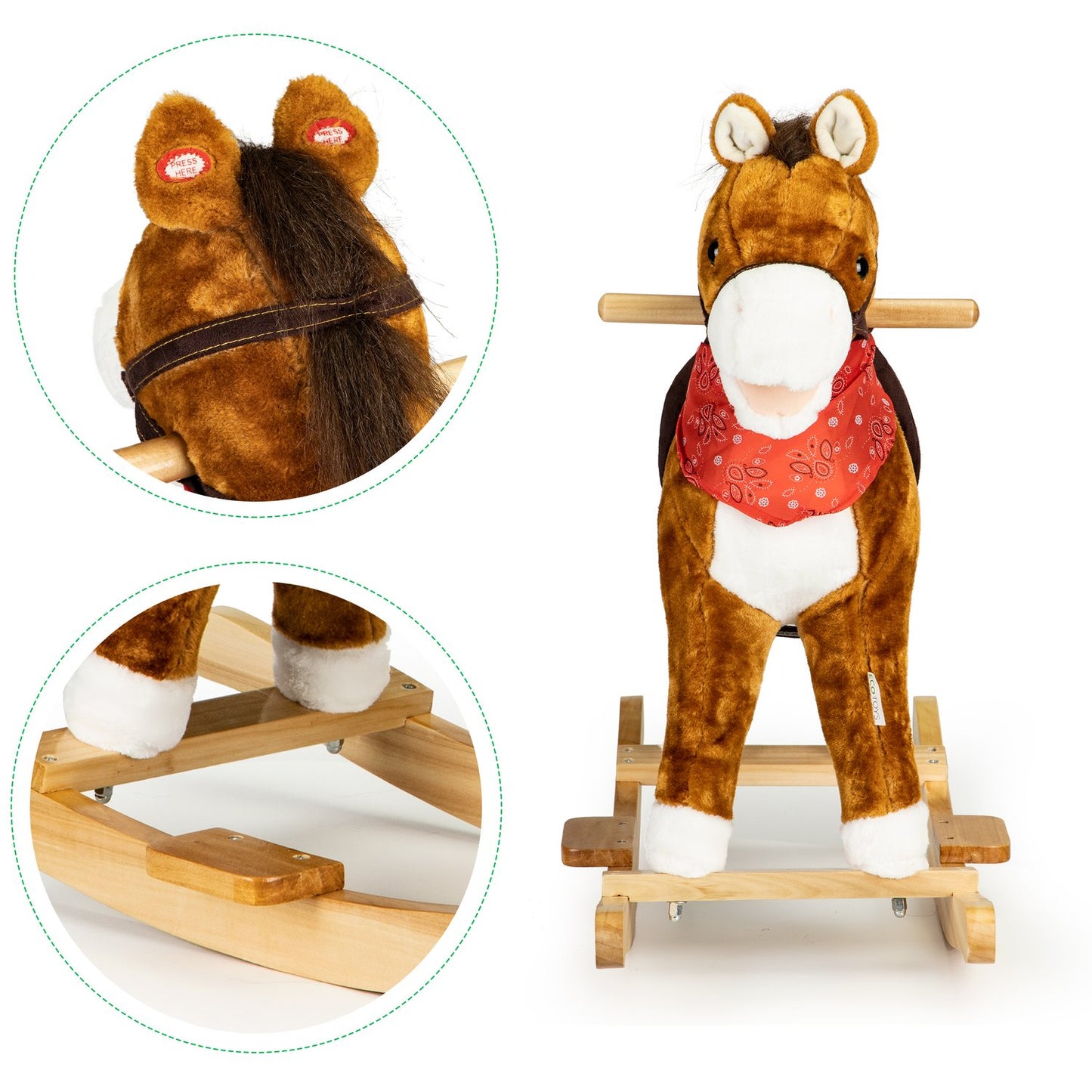 Rocking horse moving tail and mouth sounds
