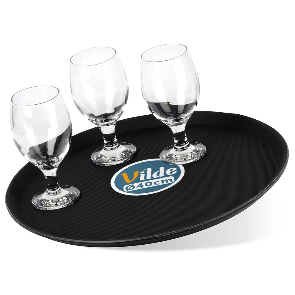 Round Non-Slip Waiter's Tray, Black, 40 cm
