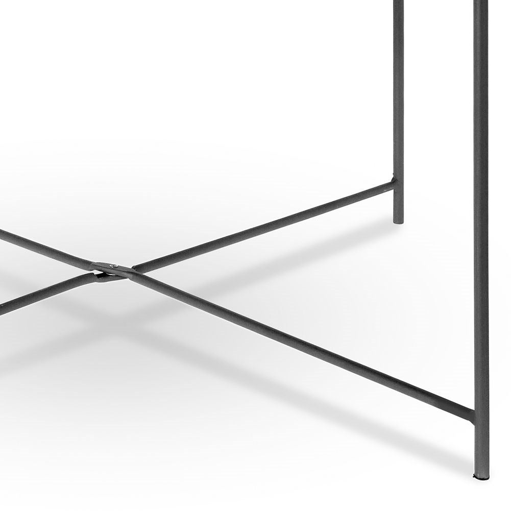 Round black metal coffee table for industrial loft style, 75 cm