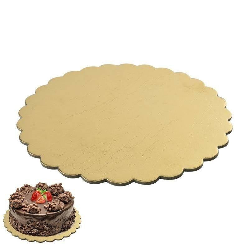 Round cake plate 30 cm with gold foil and folded edges