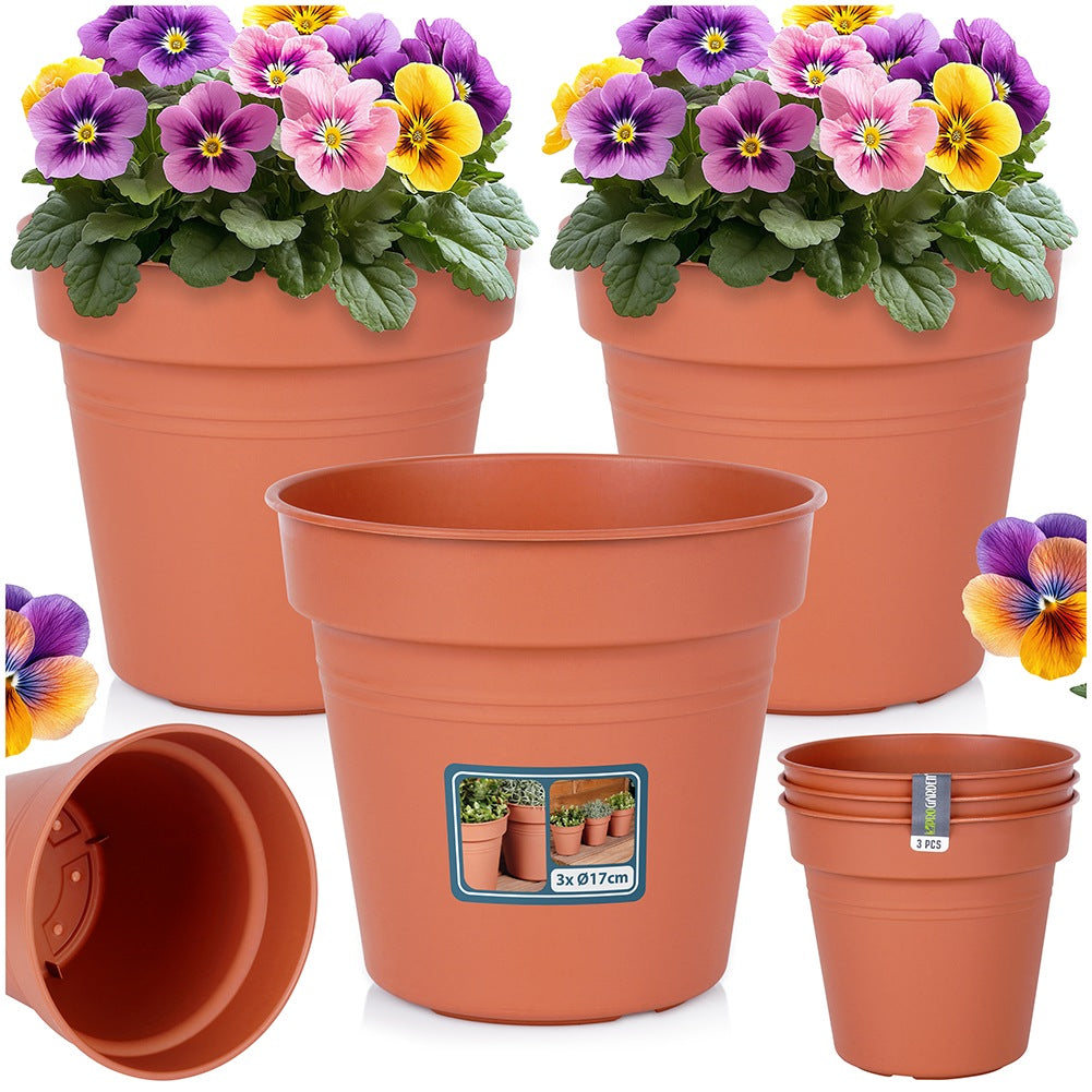 Round plastic garden pot 17 cm 3 pcs.
