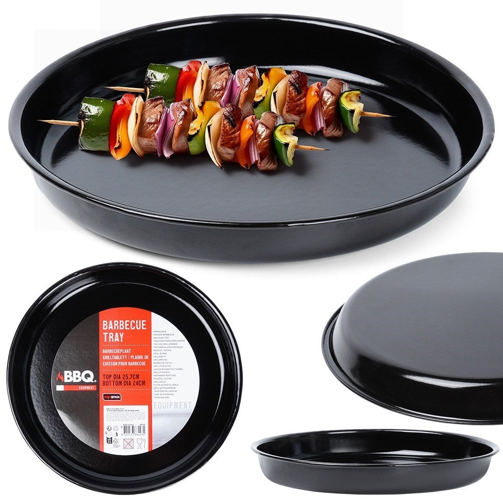 Round steel grill plate with non-stick for grill and oven