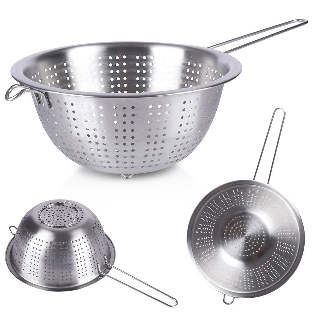 Round strainer with stainless steel handle, dishwasher safe