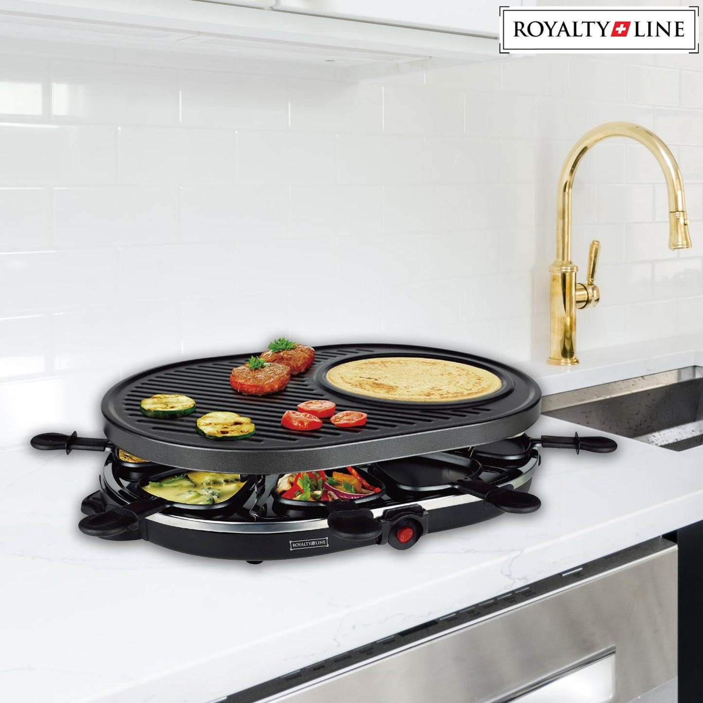 Royalty Line 2 in 1 Electric Grill with 8 Pieces Raclette