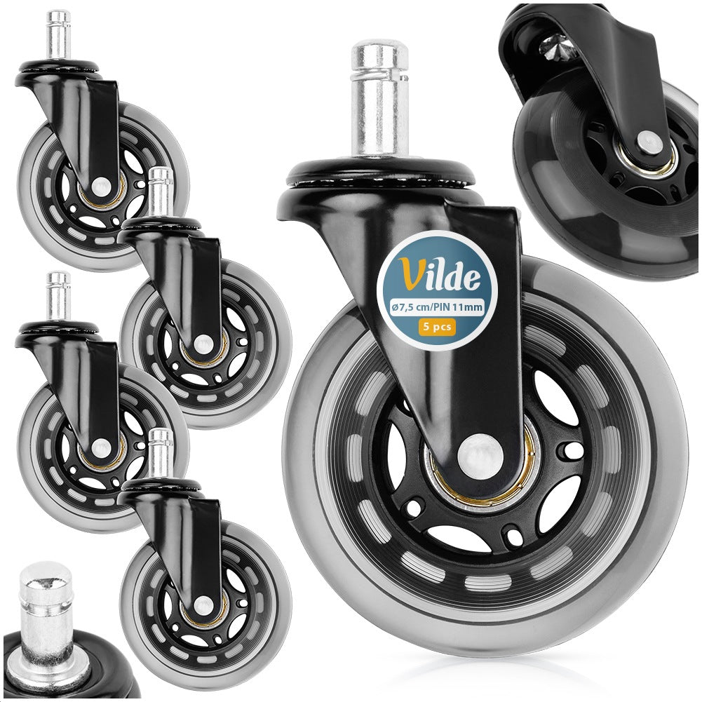 Rubber chair wheels 7.5 cm / 11 mm 5 pcs.