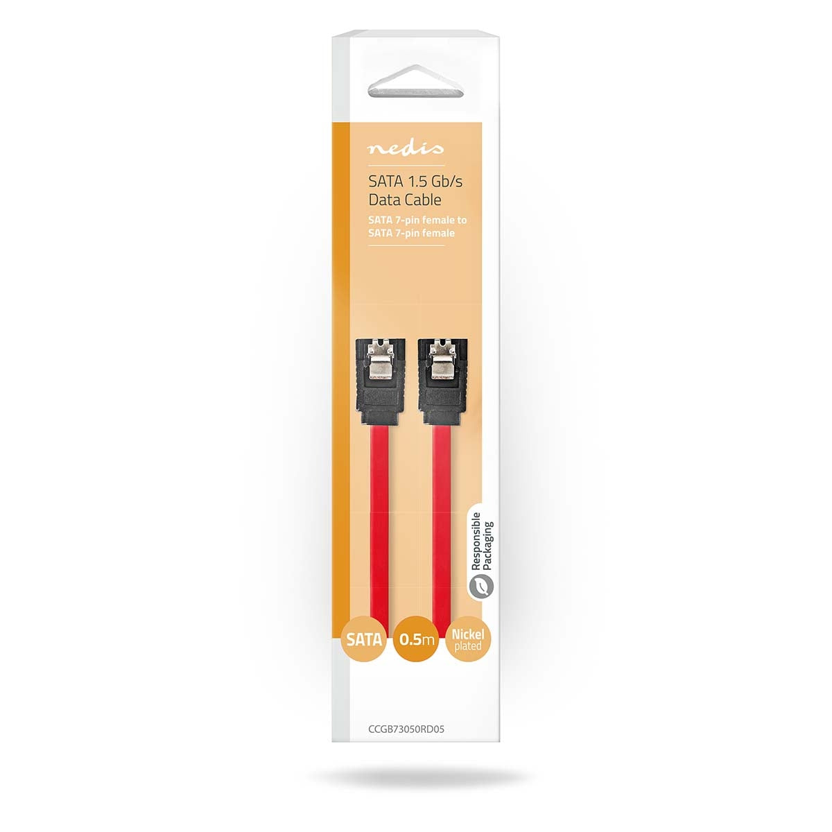 SATA cable | 1.5 Gbps | SATA 7-Pin Female | SATA 7-Pin Female | Nickel Plated | 0.50 m | Flat | PVC | Red | Box