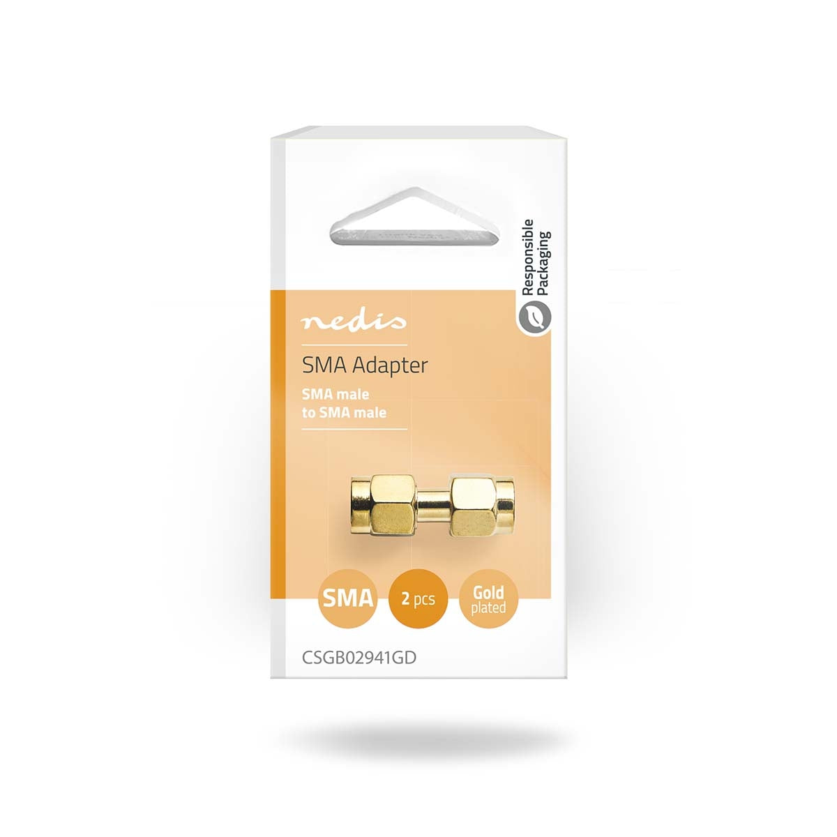 SMA Adapter | SMA Male | SMA Male | Gold Plated | 50 Ohm | Straight | Copper | Gold | 2 pcs. | Box