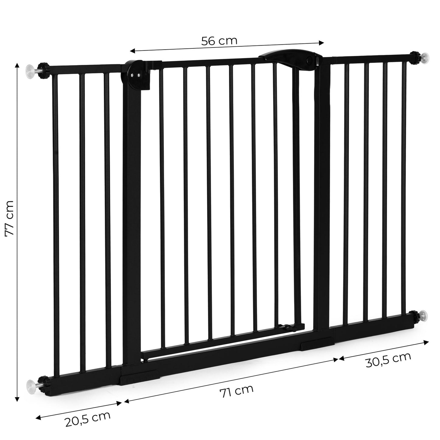 Safety Gate for Stairs & Doors, 74-132 cm, Steel, Black
