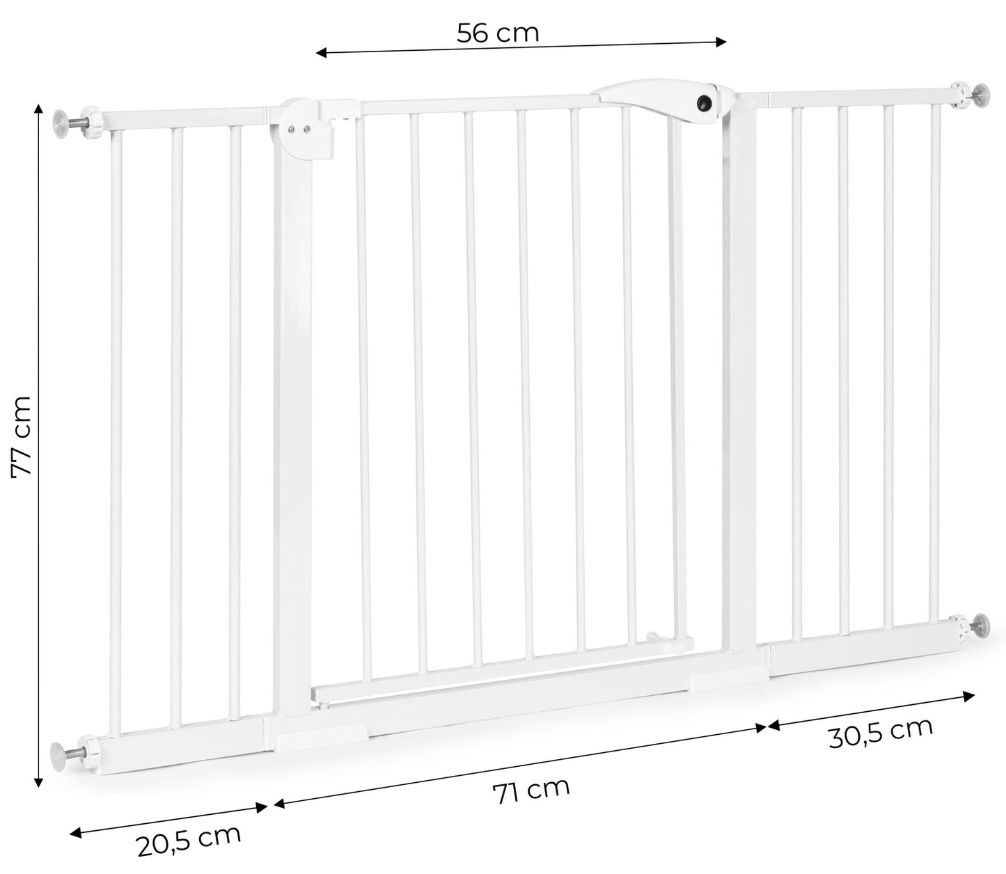 Safety Gate for Stairs & Doors, 74-132 cm, Steel, White