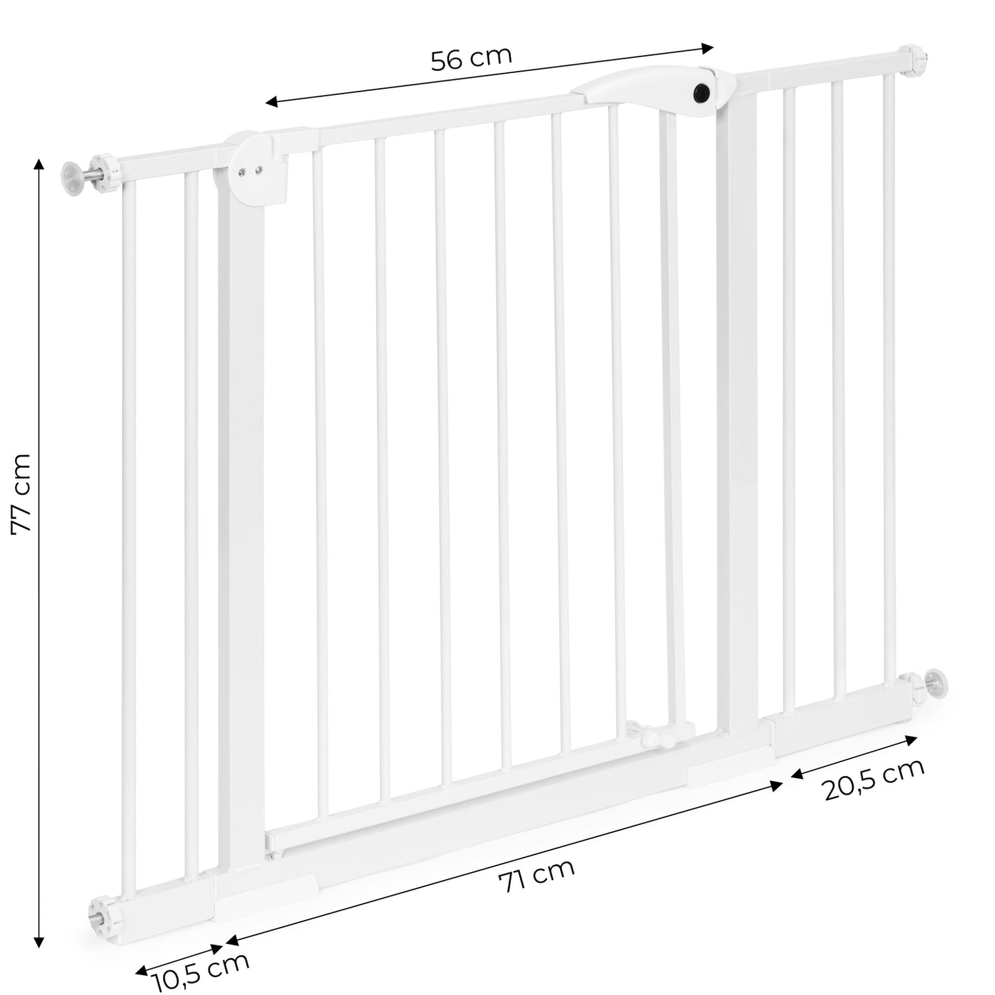 Safety gate barrier, 74-105 cm, for stairs and doors, steel, additional panels, white, ECOTOYS