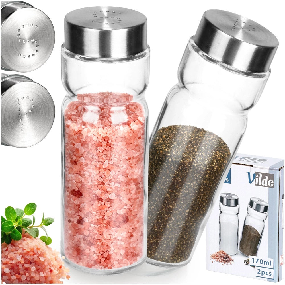 Salt and Pepper Shakers, Glass, 170 ml, Set of 2