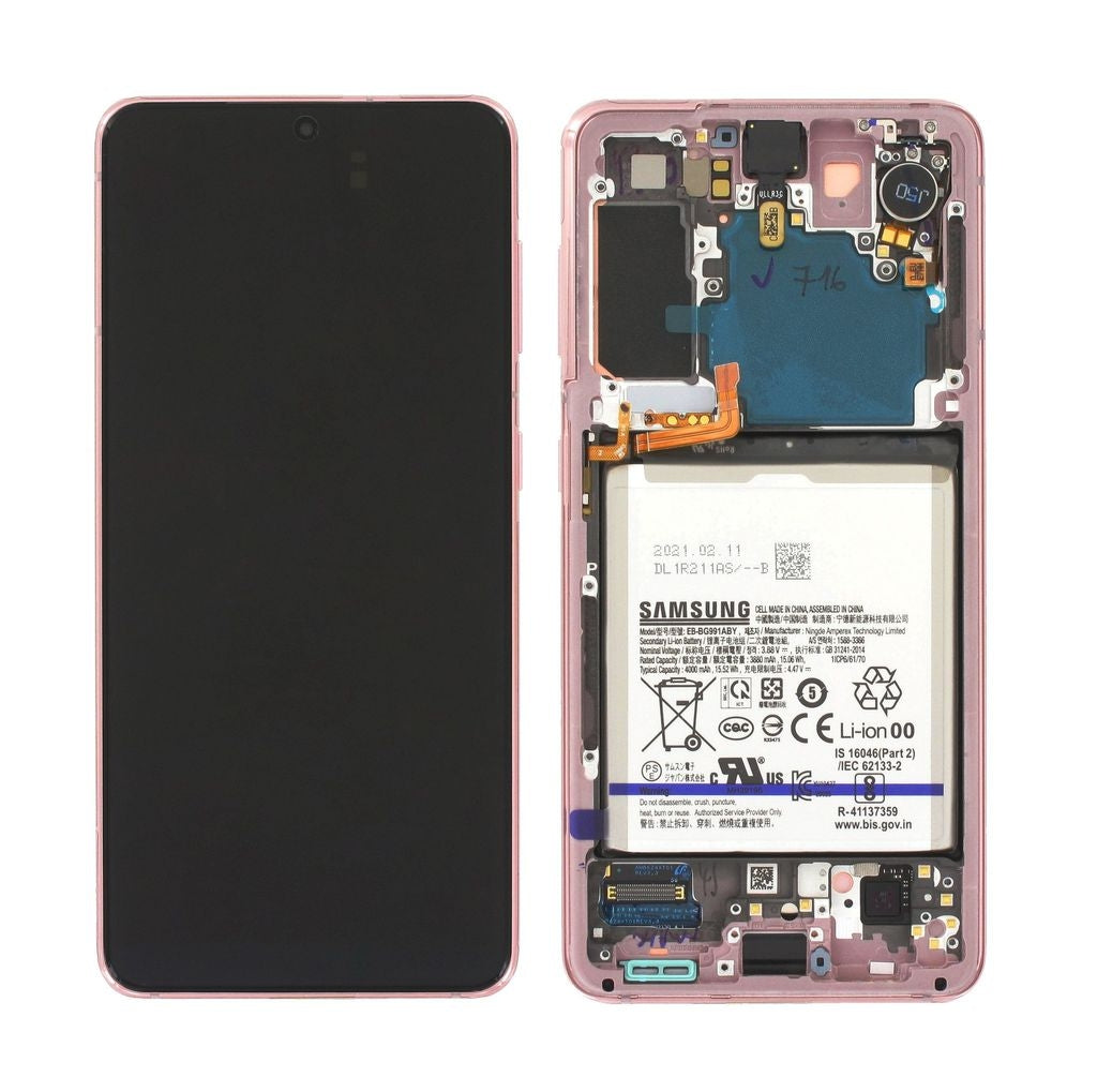 Samsung Galaxy S21 LCD Display with Original Battery - Phantom Pink