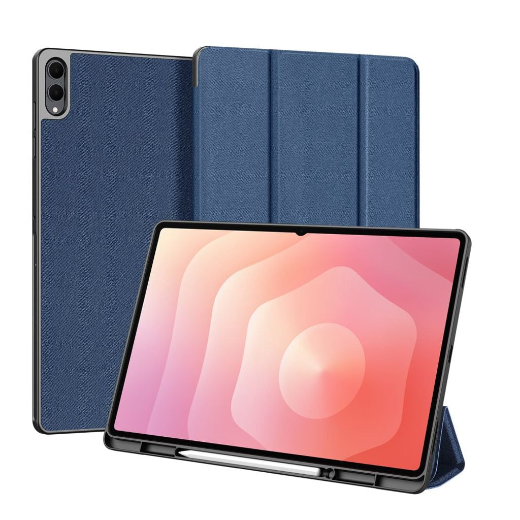 Samsung Galaxy Tab S11 Ultra Cover Dux Ducis Domo Series Tri-Fold Stand PU Läder Surfplatta - Blå