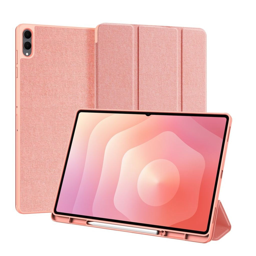 Samsung Galaxy Tab S11 Ultra Cover Dux Ducis Domo Series Tri-Fold Stand PU Läder Surfplatta - Rosa