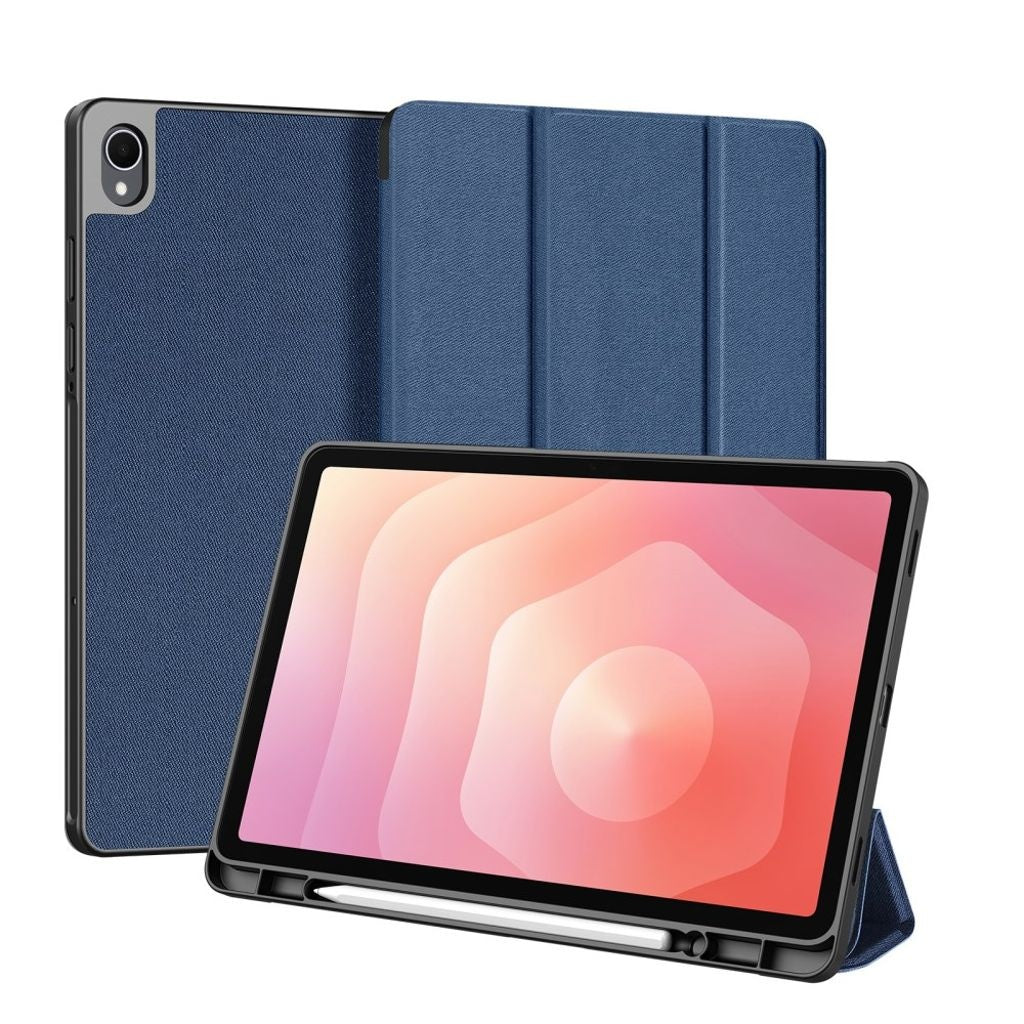 Samsung Galaxy Tab S11-fodral Dux Ducis Domo-serien Tri-Fold Stand PU-läder surfplattefodral - Blå
