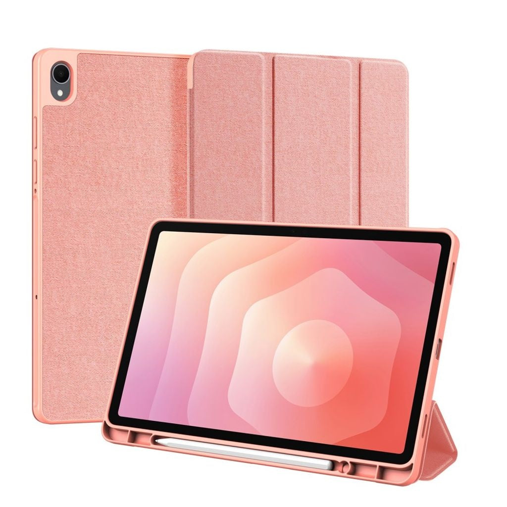 Samsung Galaxy Tab S11-fodral Dux Ducis Domo-serien Tri-Fold Stand PU-läder surfplattefodral - Rosa