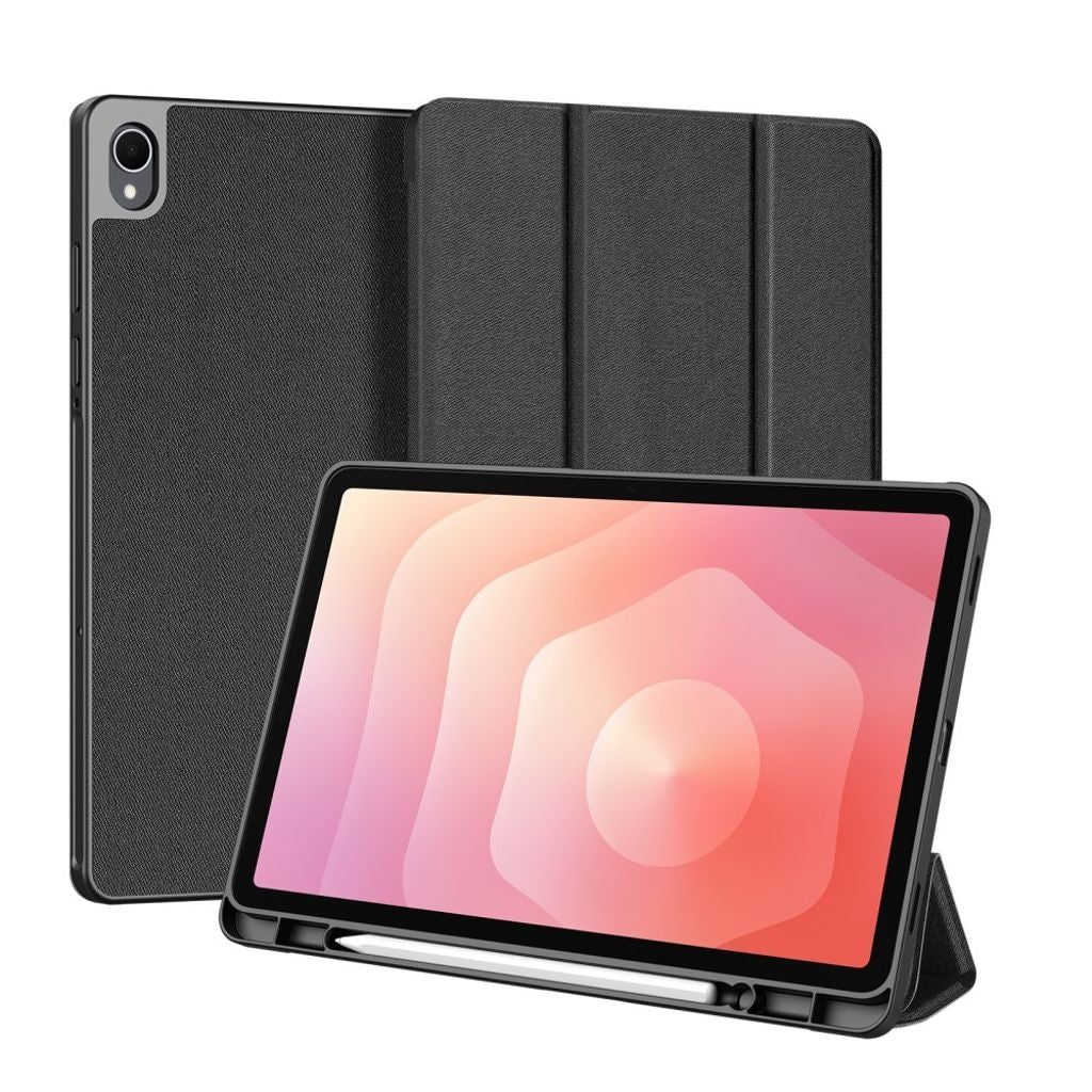 Samsung Galaxy Tab S11-fodral Dux Ducis Domo-serien Tri-Fold Stand PU-läder surfplattefodral - svart