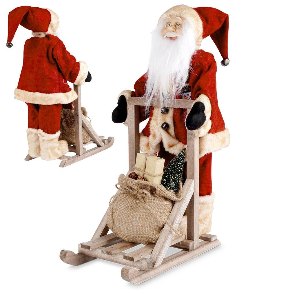 Santa on a sleigh: 47 cm high winter decoration with bell