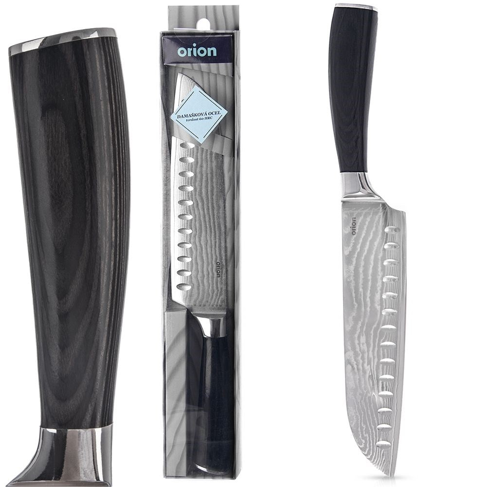 Santoku Chef's Knife with Damascus Steel and Pakka Wood Handle