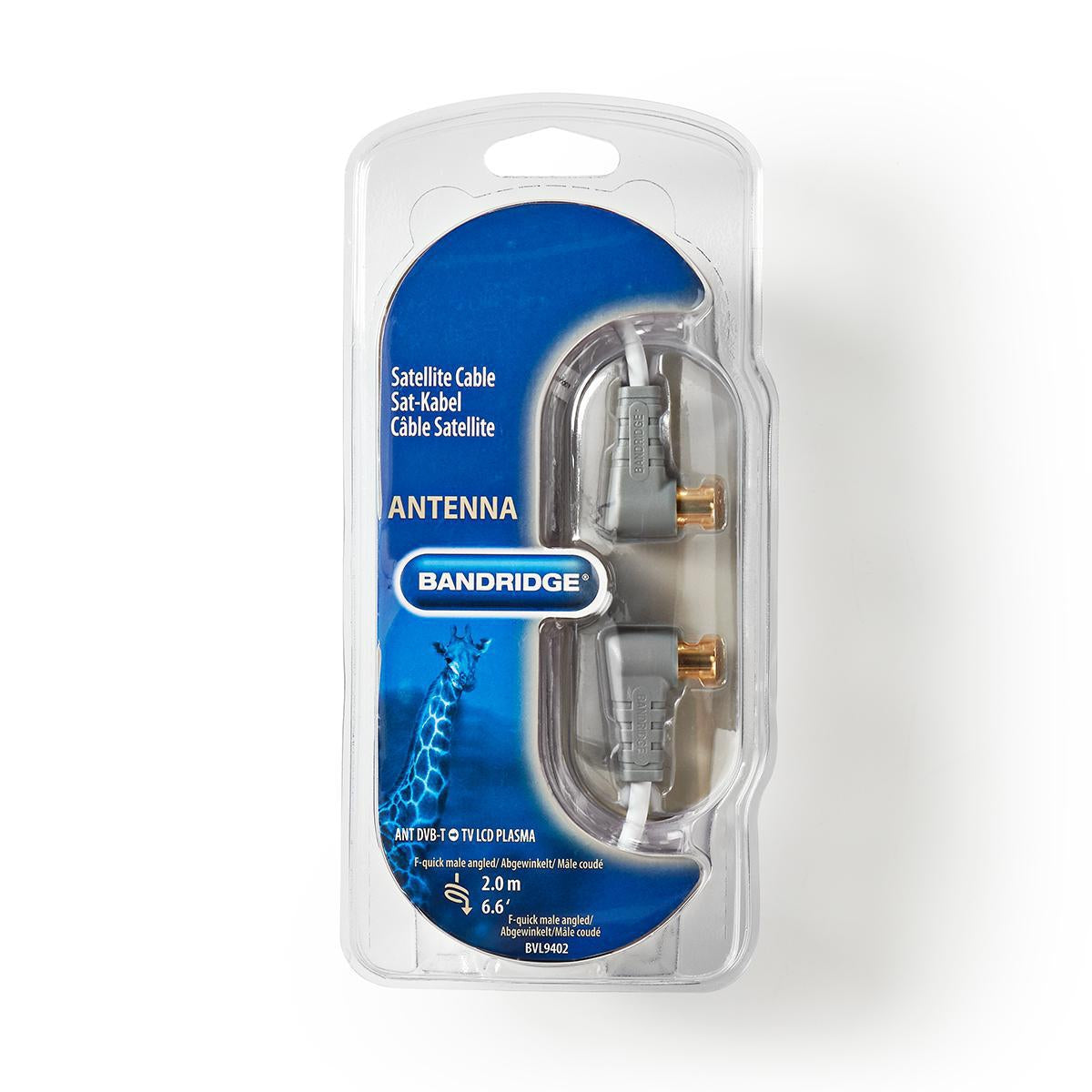 Satellite cable F-quick connector male, angled - F-quick connector male, angled 2.00 m white