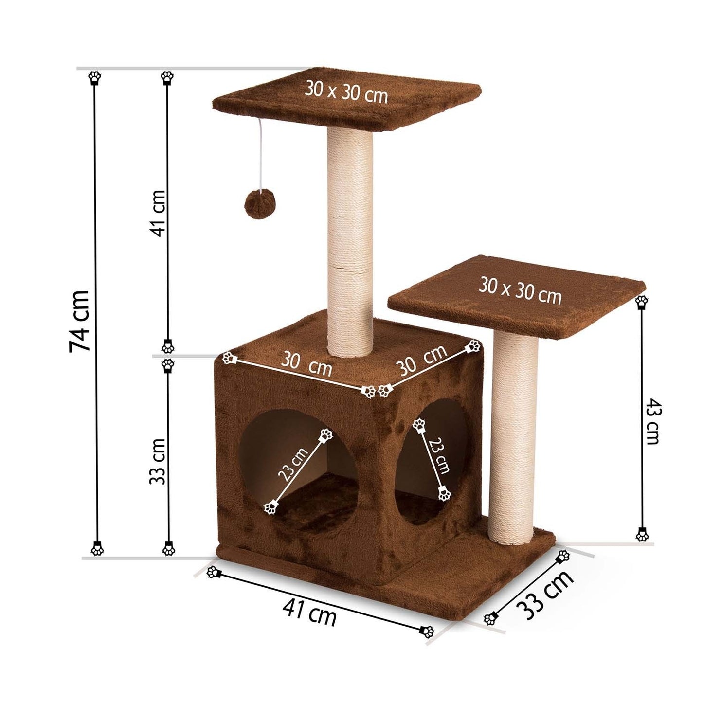 Scratching post, cat house 74 cm DR-251 brown Pethaus