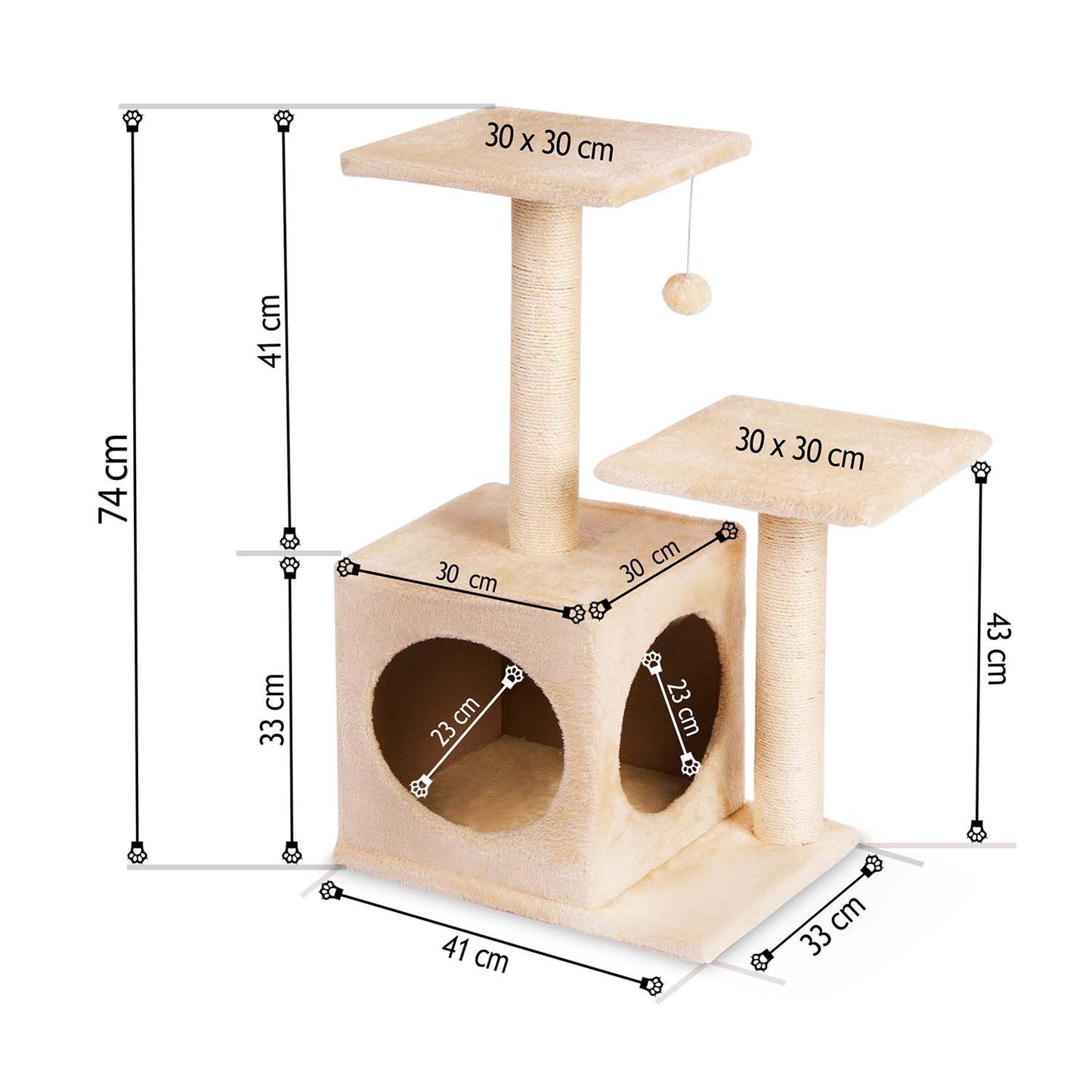 Scratching post, cat house 74 cm DR-252 cream Pethaus