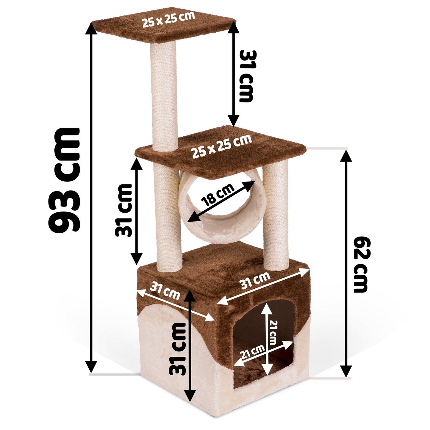 Scratching post, cat house 93 cm DR-257 brown-cream Pethaus