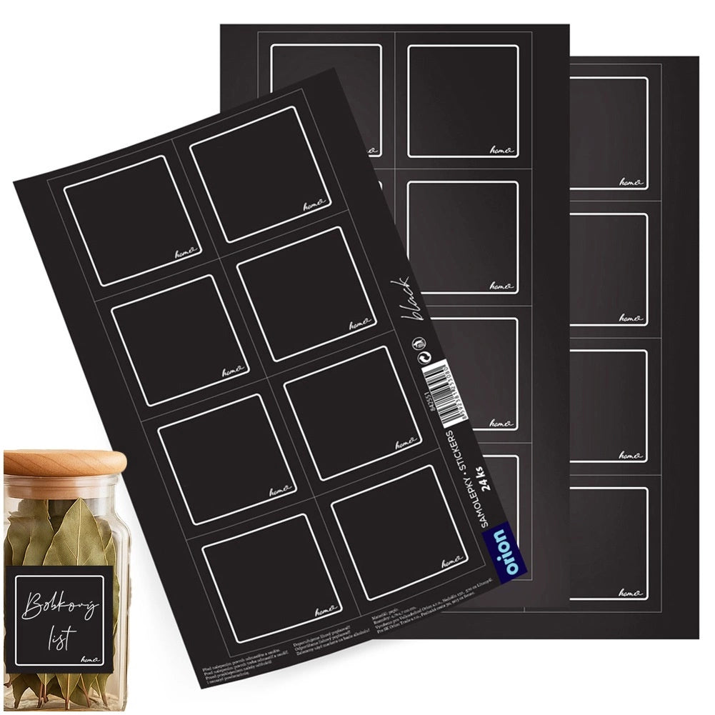 Self-Adhesive Black Jar Labels, 24 Pack, 4.7 cm