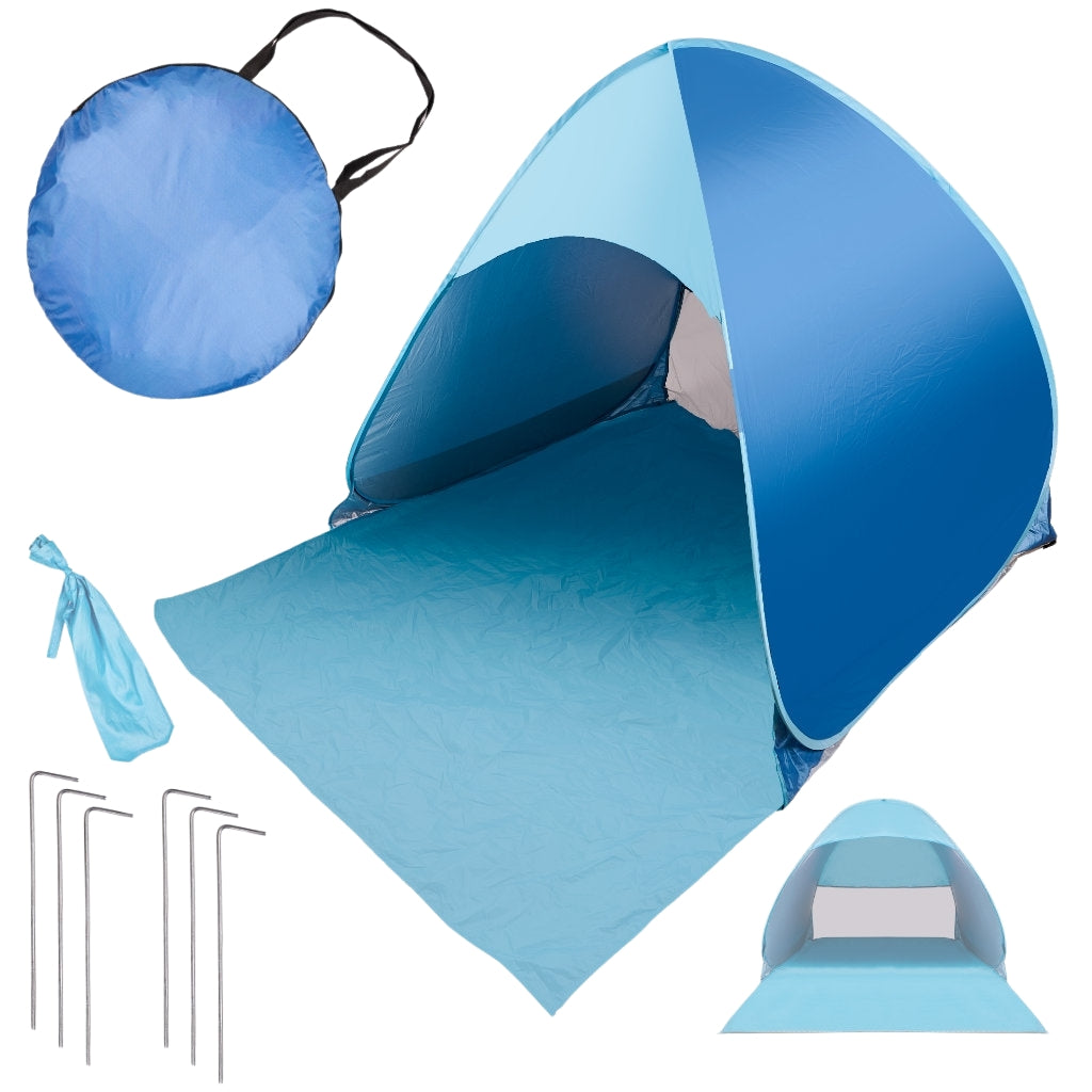 Self-folding garden beach tent blue