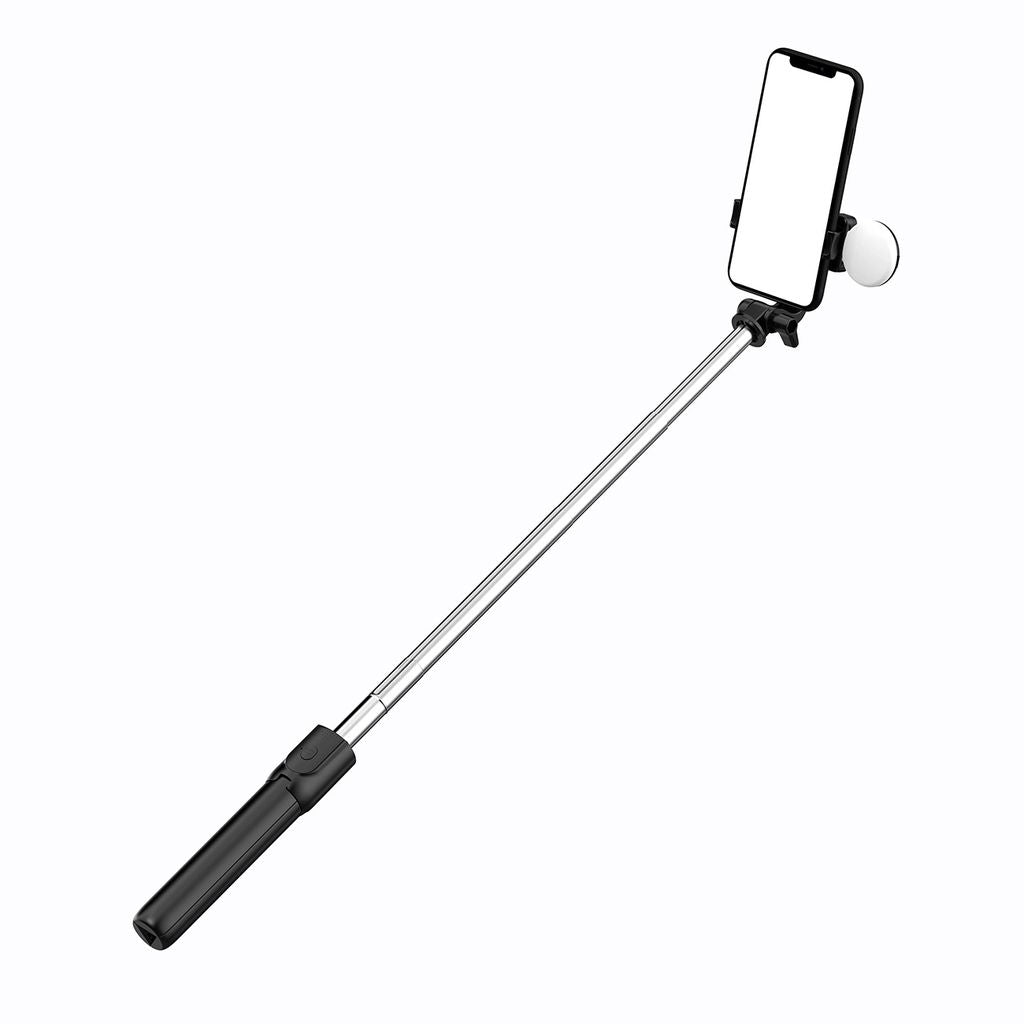 Selfie stick / Telescopic tripod with lamp for phone, 0.71m