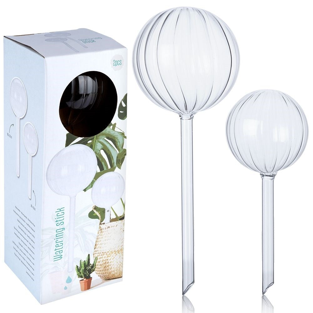 Self-watering glass balls in two sizes for plants