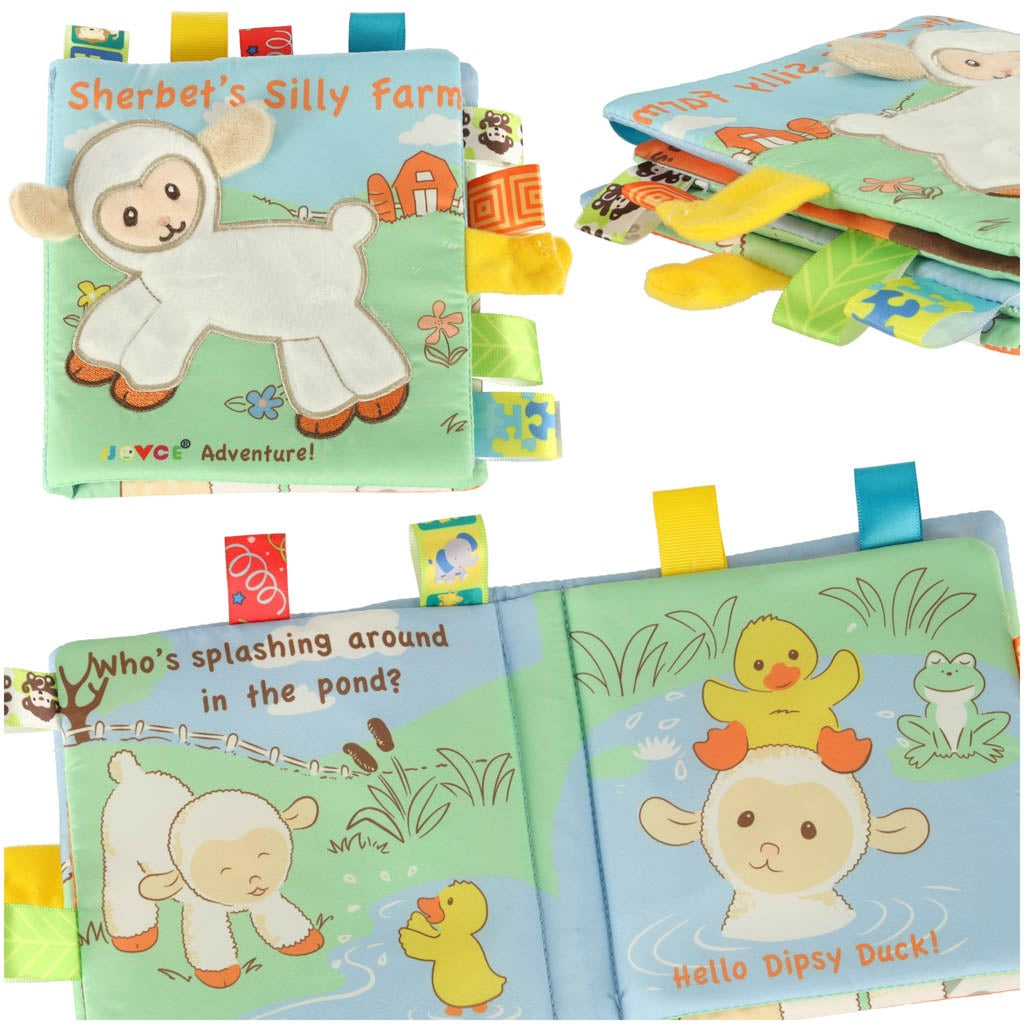 Sensory book teether tag sheep