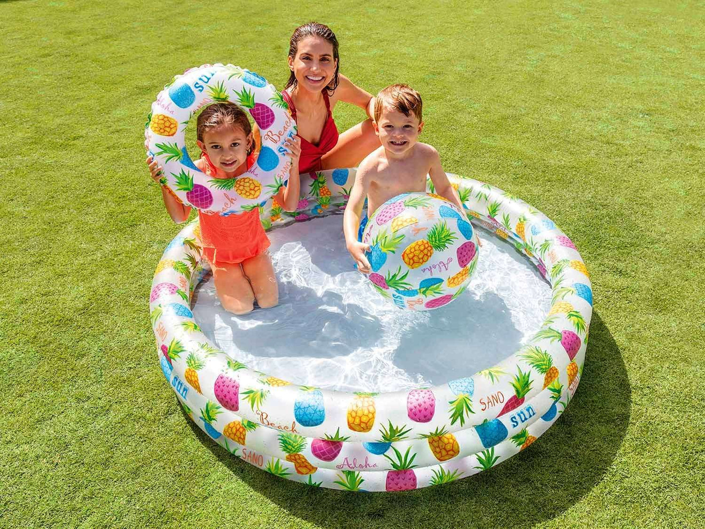 Set: inflatable pool 132 x 28 cm + ball and ring INTEX 59469