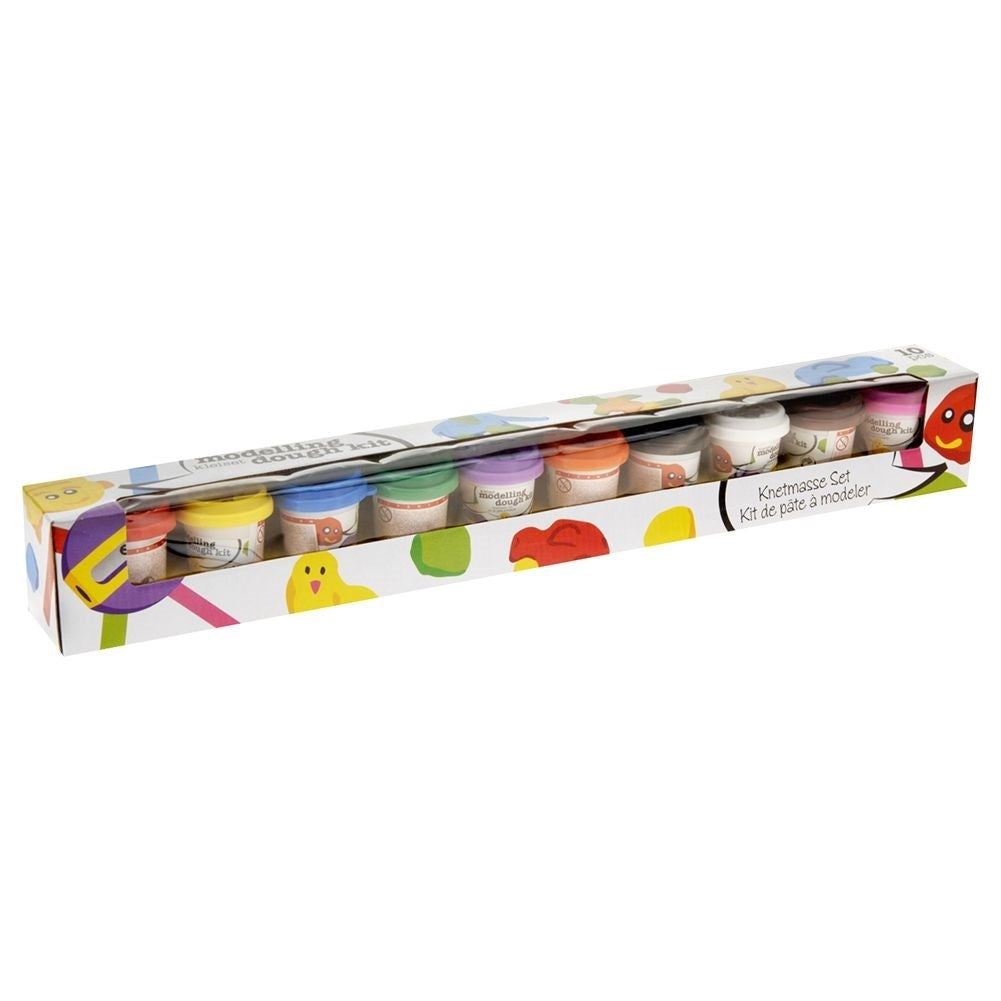 Set of 10 large modeling jars with figure lids in vibrant colors
