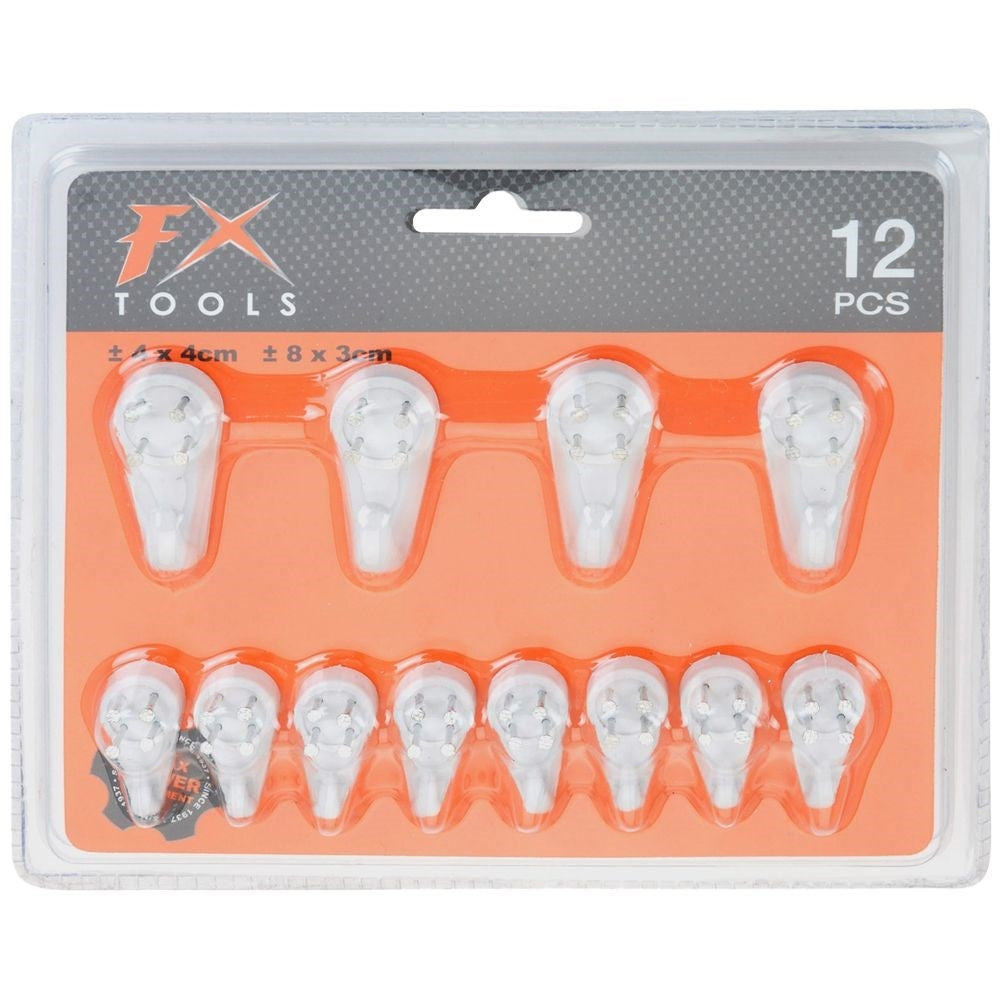 Set of 12 hooks with metal nails for concrete and wood