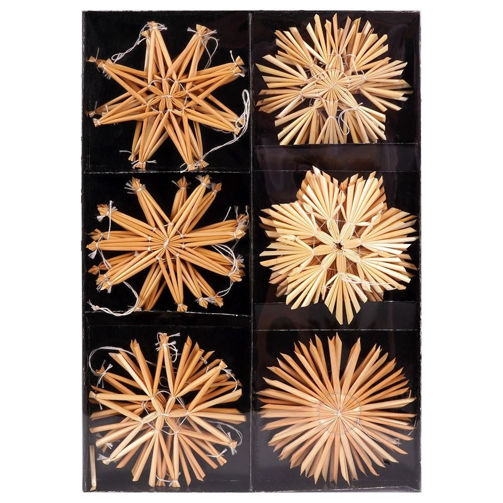 Set of 18 straw decorations in 6 designs for the Christmas tree