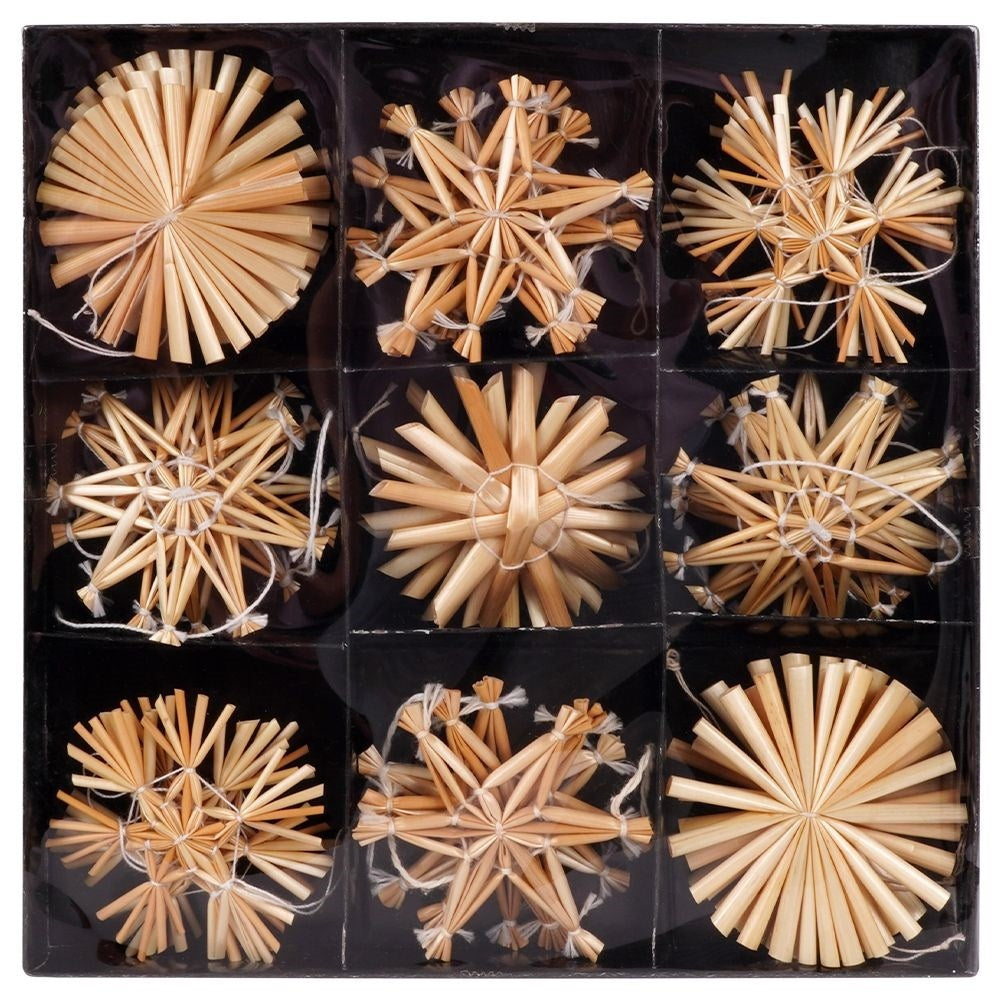 Set of 24 straw decorations in 5 designs for the Christmas tree