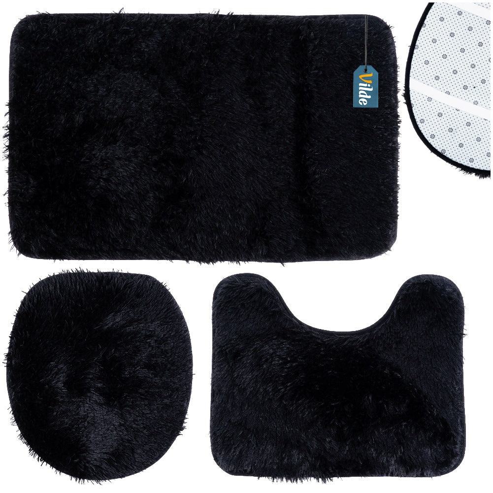 Set of 3 black bathroom mats