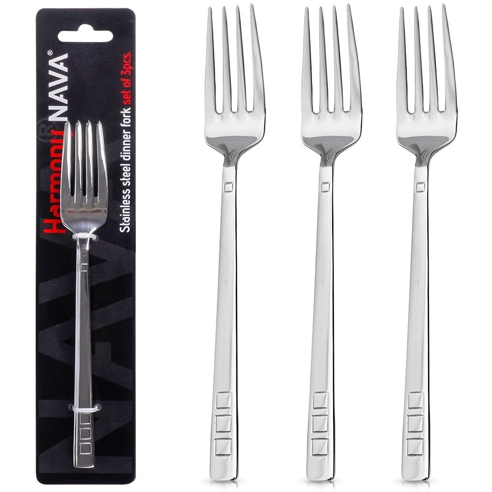 Set of 3 stainless steel forks, 21 cm, dishwasher safe
